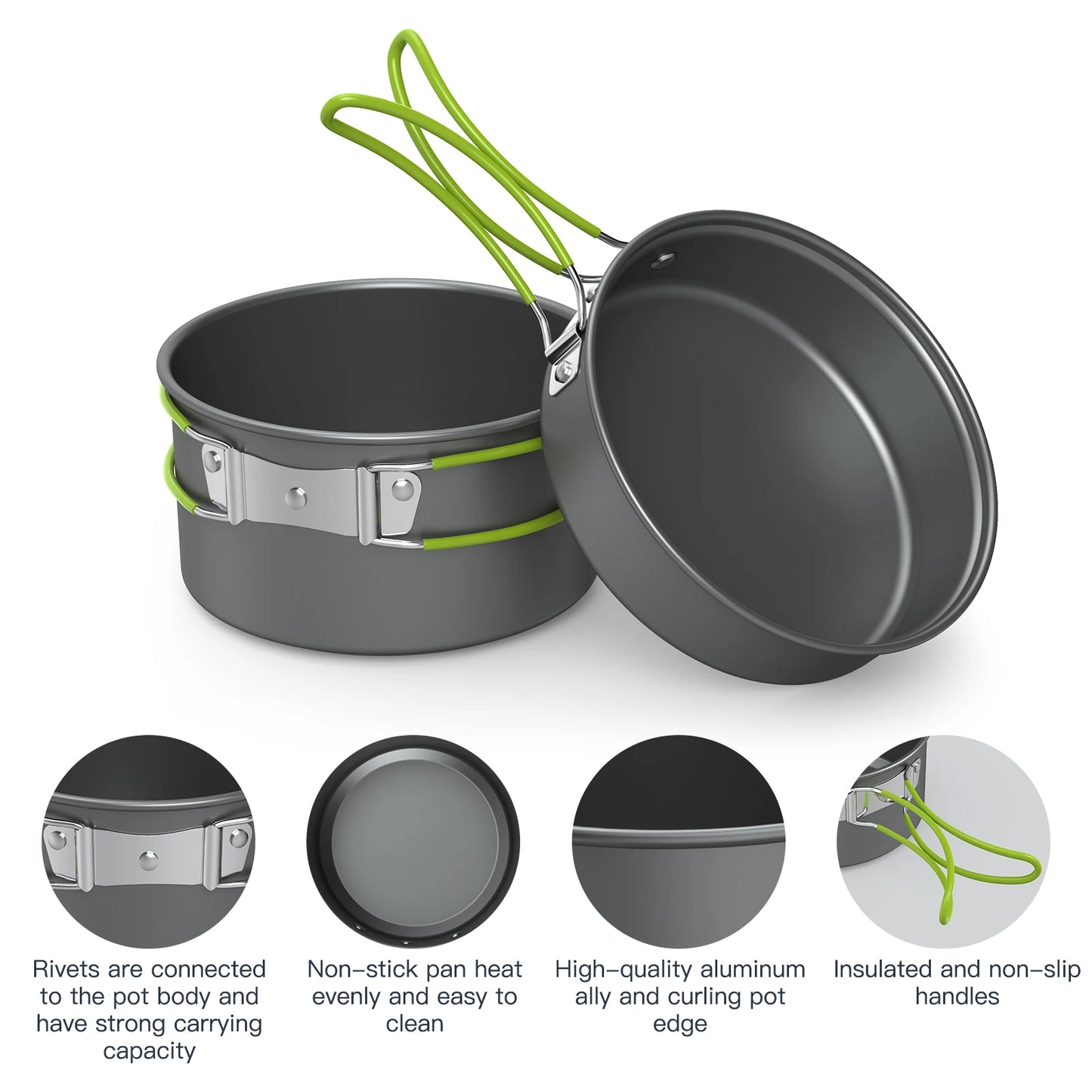 Camping Cooking Set Camping Cookware Travel Tableware Outdoor Picnic Set Teapot For 2-3 Peaple Non-stick Pots Assorted Sets
