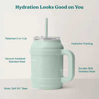 Reusable 50 oz Cold1 Water Tumbler Ergonomic Handle DoubleWall Insulation Sturdy Desktop Tabletop Mug with Lid and Straw BPAFre