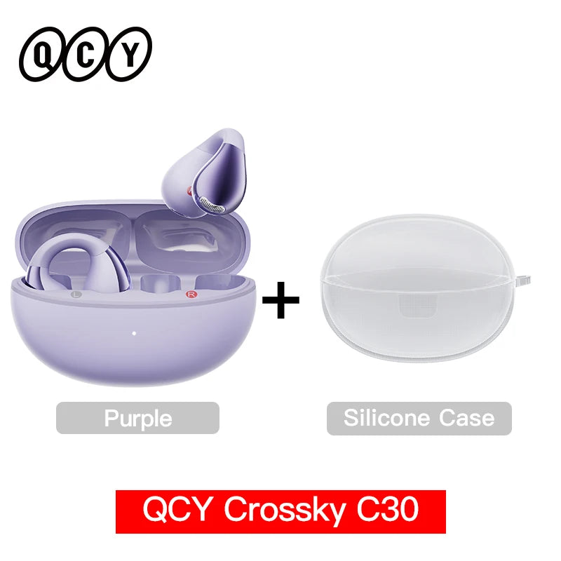 QCY Crossky C30 Wireless Bluetooth 5.4 Earphones Ear clip TWS Sports Earbuds Open Ear Dual-Connection Waterproof Headphones