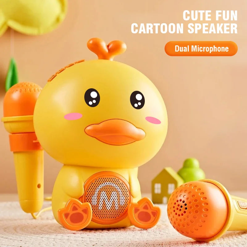 Cute Duck Singing Sound Microphones Early Education Machine Voice Changeable Storytelling With Light Music Toys For Kids Gifts