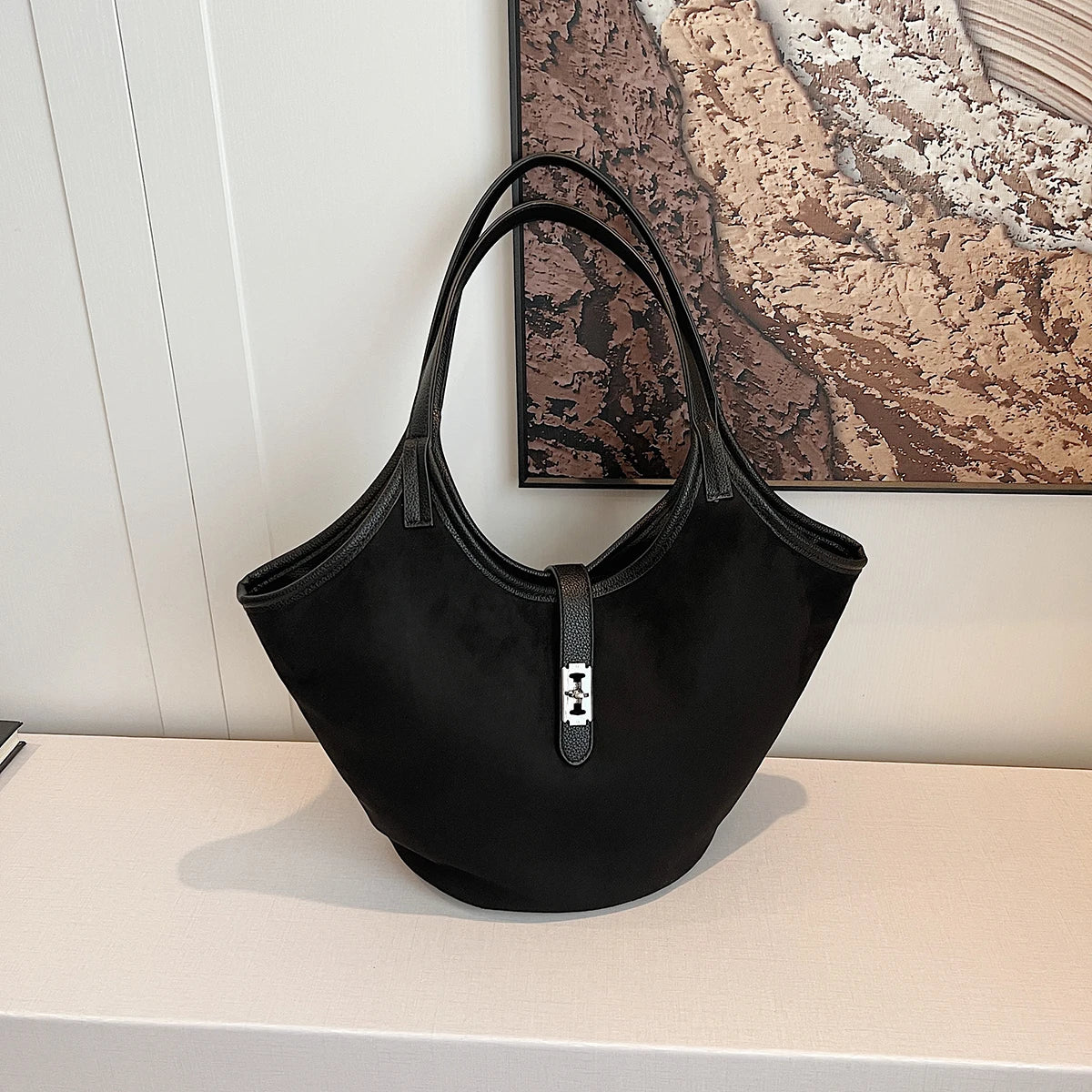 Retro Suede Satchel Purse Fashion Top Handle Bag Luxury Underarm Bag for Women Work Shopping Travel