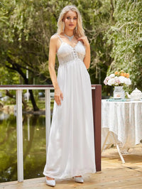 2025 New Women Spaghetti Straps Wedding Dress  Lace Chiffon Backless Long Boho Wedding Bridal Gowns Classic Sexy Evening Dress