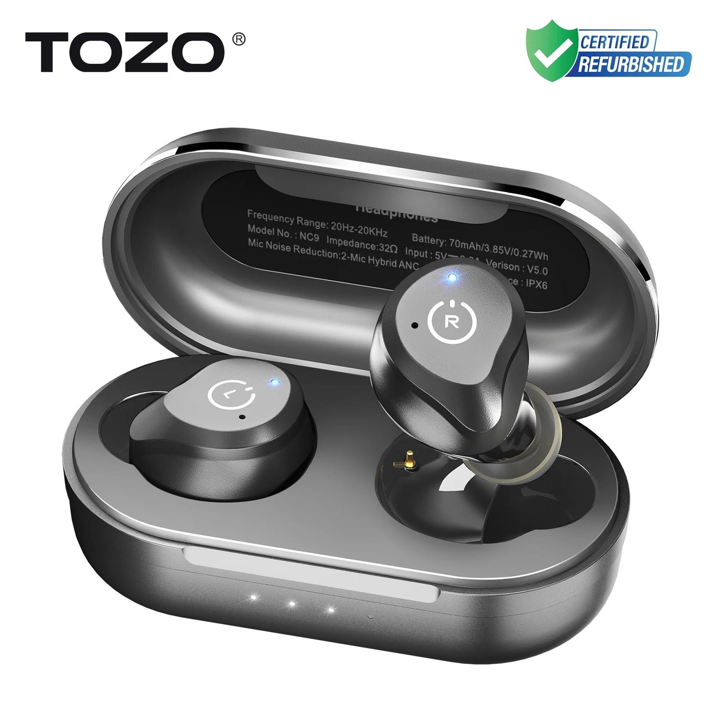 Refurbished TOZO ANC Earbuds TWS True Wireless Stereo Bluetooth Earphone Noise Cancelling In Ear Headsets Mics for IOS Android
