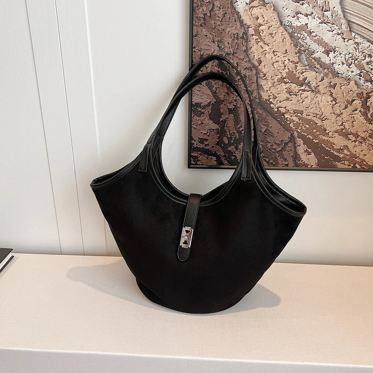 Retro Suede Satchel Purse Fashion Top Handle Bag Luxury Underarm Bag for Women Work Shopping Travel