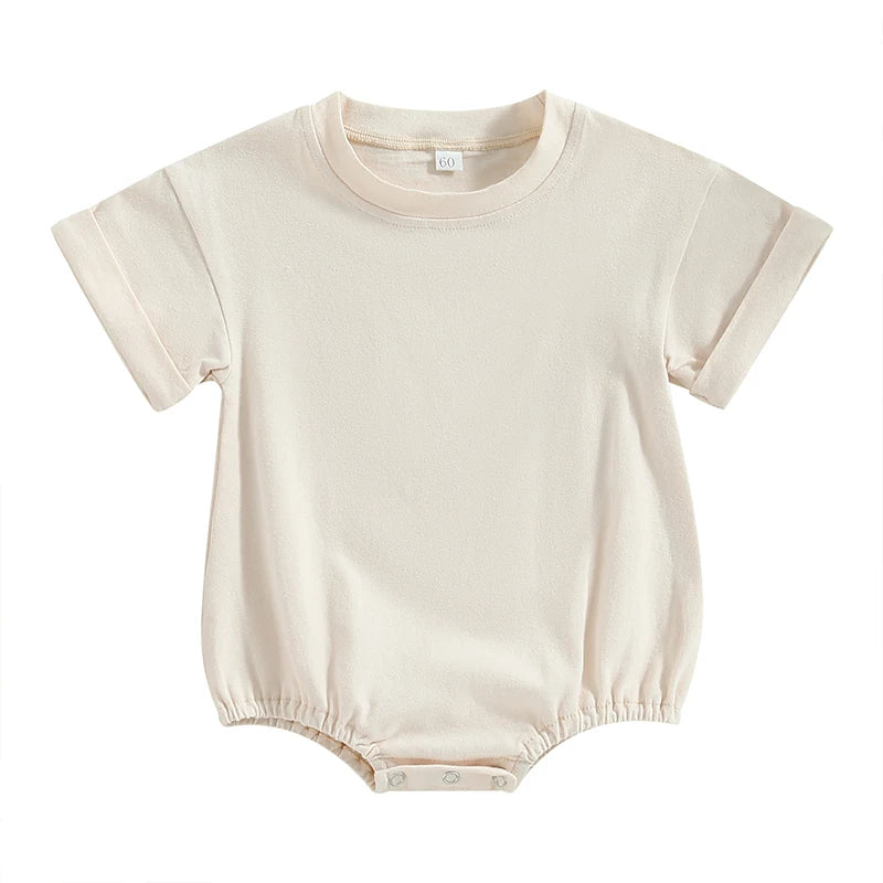 Newborn Baby Romper Summer Crewneck Romper Clothing Solid Casual Loose Jumpsuits Toddler Infant Boy Girl Cotton Playsuit