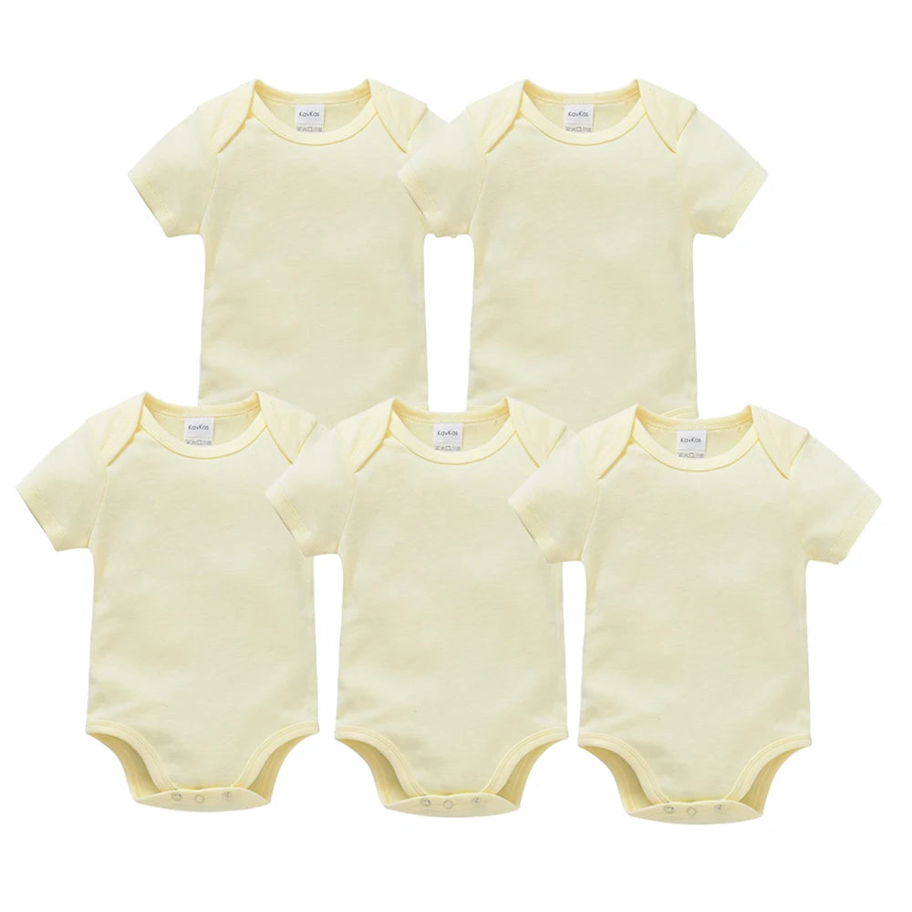 3PCS 5PCS Baby Boys Girls Clothes Solid White Short Sleeve Cotton Baby Bodysuits body bebe 0-24 months Newborn Jumpsuit