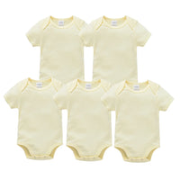 3PCS 5PCS Baby Boys Girls Clothes Solid White Short Sleeve Cotton Baby Bodysuits body bebe 0-24 months Newborn Jumpsuit
