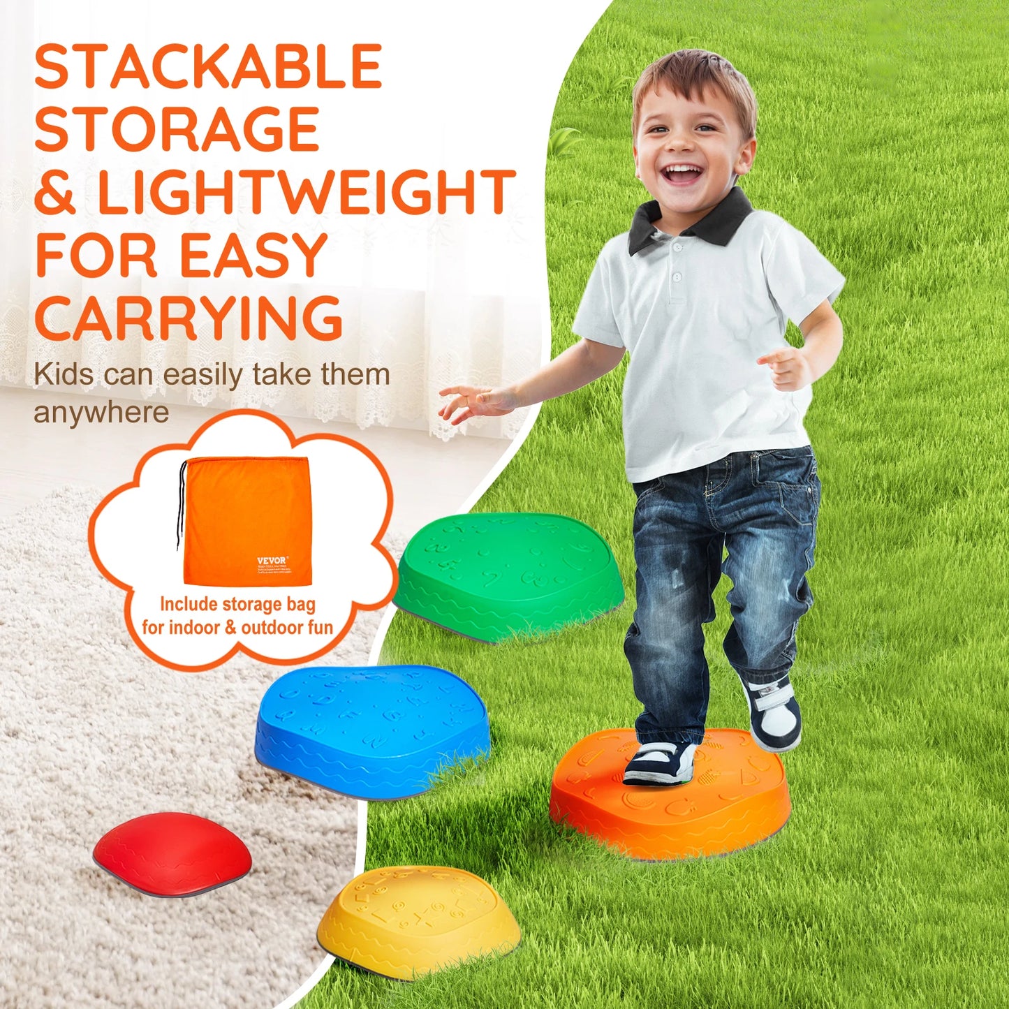 SucceBuy 5PCS Balance Stepping Stones Montessori Children Toys Sensory Training Tactile Sensing for Kids Party Social Games