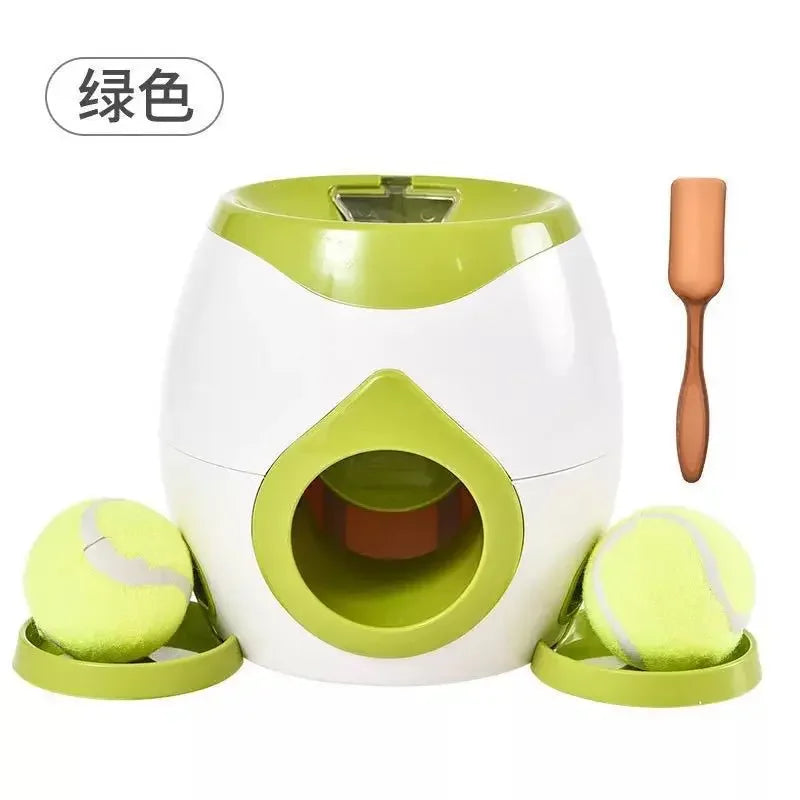 2 in 1 Dog Pet Interactive Toy Tennis Ball Launcher Automatic Throwing Training Reward Machine Fun Feeding Machine Pet Supplies