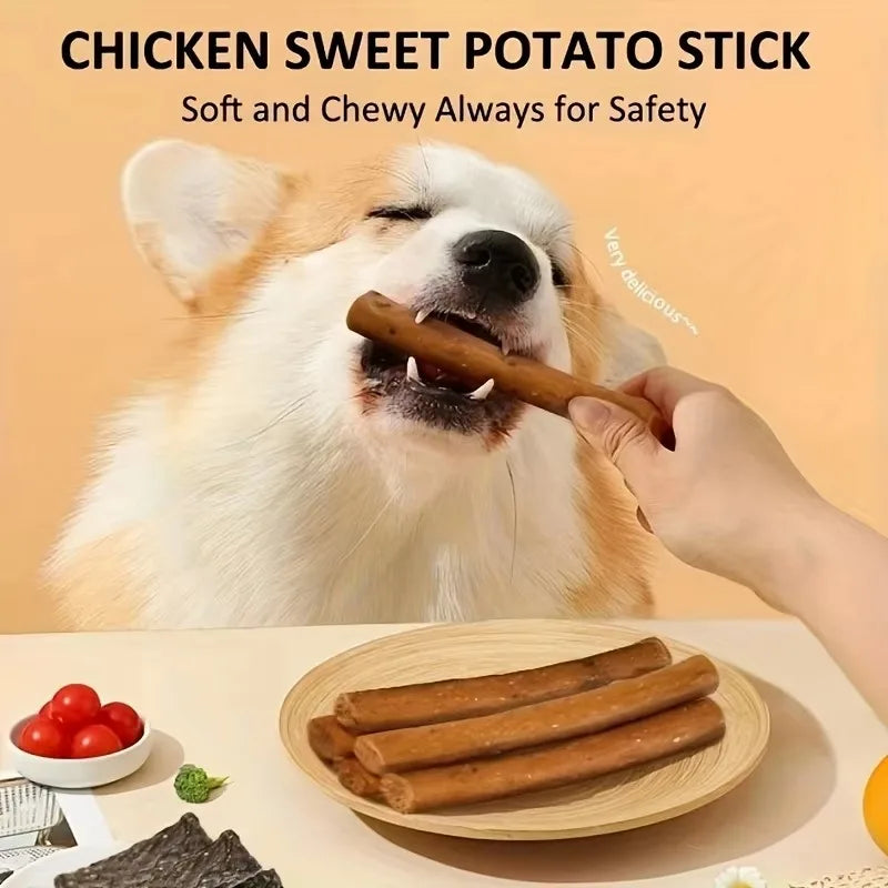 Natural Jerky Dog Treats Chewable Protein Snacks with Chicken Turkey Salmon Beef Duck Dental Health Treats for All Dog Sizes
