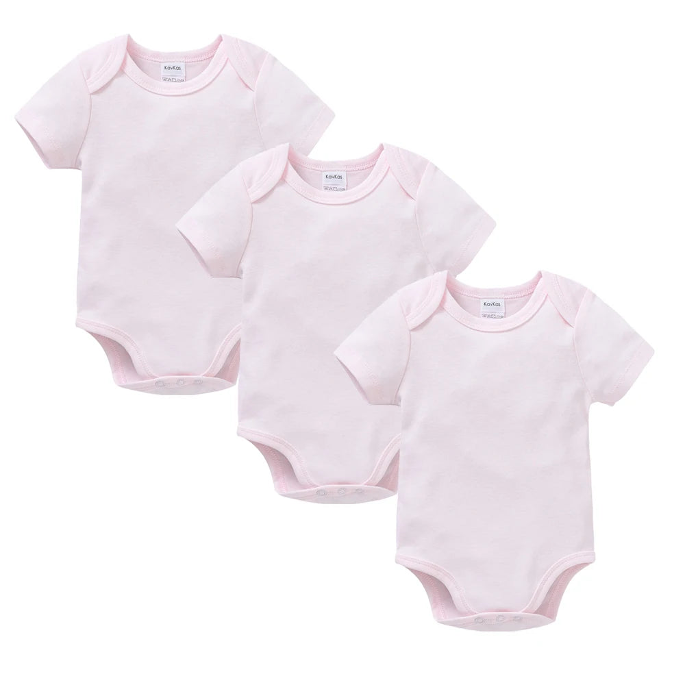3PCS 5PCS Baby Boys Girls Clothes Solid White Short Sleeve Cotton Baby Bodysuits body bebe 0-24 months Newborn Jumpsuit