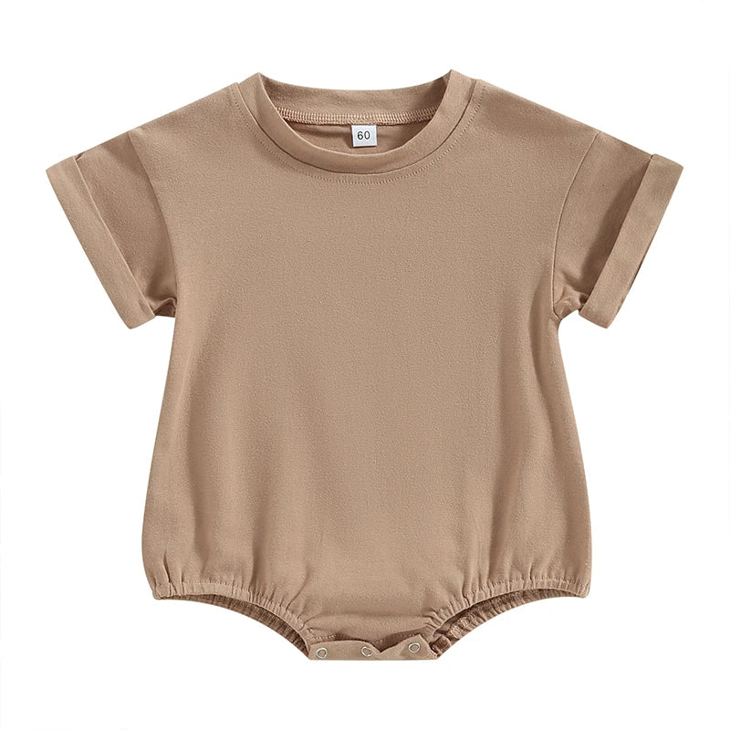 Newborn Baby Romper Summer Crewneck Romper Clothing Solid Casual Loose Jumpsuits Toddler Infant Boy Girl Cotton Playsuit