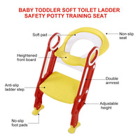 Baby Toddler Soft Toilet Chair Ladder Adjustable Safety Potty Training Seat (Red Yellow) Baby Toilet Ladder Toddlers Potty Seats