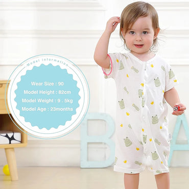 MICHLEY 3pcs Baby Short-Sleeve Rompers Long-Sleeve Jumpsuit Bodysuit Soft White Cartoon Infant Clothes Overalls  For Boys Girls