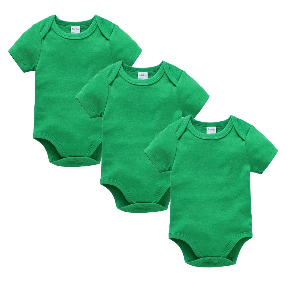 3PCS 5PCS Baby Boys Girls Clothes Solid White Short Sleeve Cotton Baby Bodysuits body bebe 0-24 months Newborn Jumpsuit
