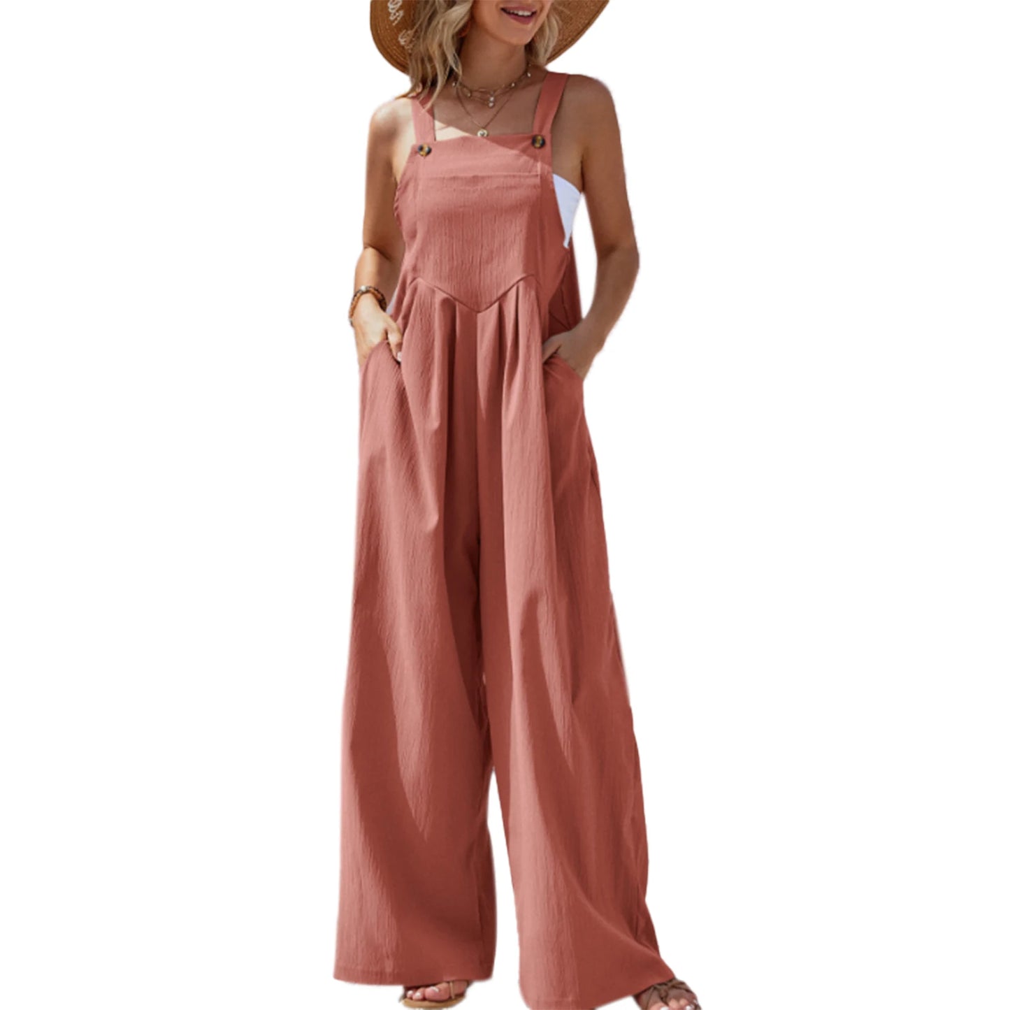 Women s Summer Long Jumpsuit Solid Color Tie Dye Pattern Print Sleeveless Spaghetti Strap Jumpsuit Casual Suspender Pants