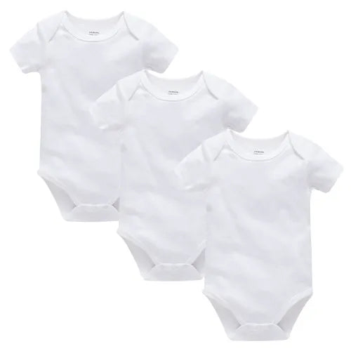 3PCS 5PCS Baby Boys Girls Clothes Solid White Short Sleeve Cotton Baby Bodysuits body bebe 0-24 months Newborn Jumpsuit
