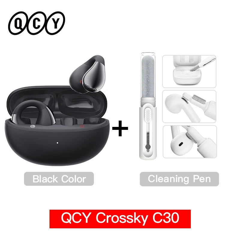 QCY Crossky C30 Wireless Bluetooth 5.4 Earphones Ear clip TWS Sports Earbuds Open Ear Dual-Connection Waterproof Headphones