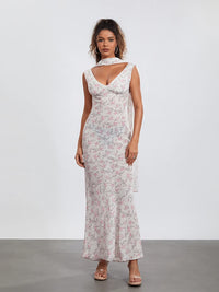 Women Sleeveless Tank Dress Casual Summer Floral Backless Party Dress with Headband for Cocktail Beach Club Streetwear