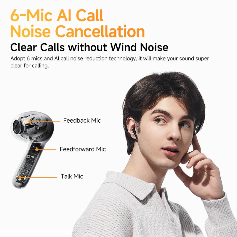 QCY HT10 AilyBuds Pro+ Hybrid ANC Wireless Earphones Hi-Res Audio with LDAC 6 Mics AI HD Call Headset Dual Connection Earbuds
