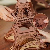 Robotime 3D Wooden Puzzle Game Night of the Eiffel Tower 1:638 Models for Children Adult DIY Crafts Kits Gift DIY with Light