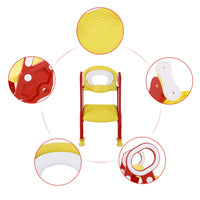 Baby Toddler Soft Toilet Chair Ladder Adjustable Safety Potty Training Seat (Red Yellow) Baby Toilet Ladder Toddlers Potty Seats