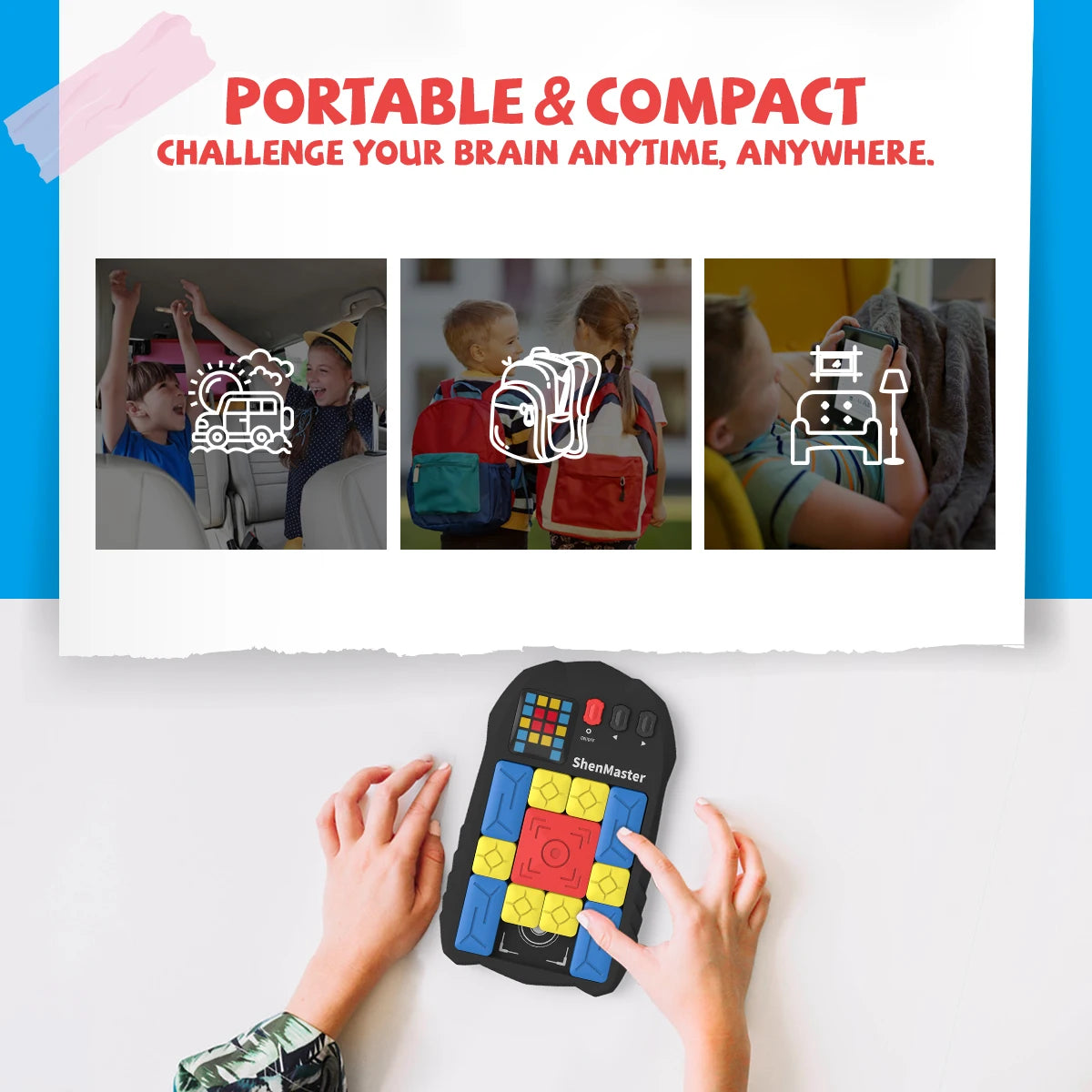 Rechargeable Super Slide Huarong Road Smart Sensor Game 500+ Level Brain Teaser Puzzles Interactive Fidget Toys For Kids Gifts