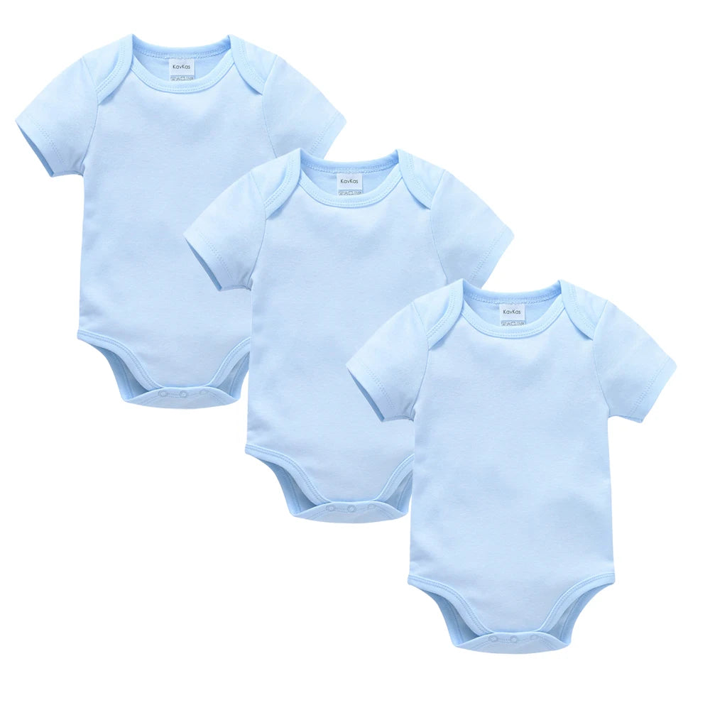 3PCS 5PCS Baby Boys Girls Clothes Solid White Short Sleeve Cotton Baby Bodysuits body bebe 0-24 months Newborn Jumpsuit