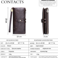 CONTACT'S Genuine Cow Leather Wallet Fashion Coin Purse For Ladies Women Long Clutch Wallets With Cell Phone Bags Card Holder