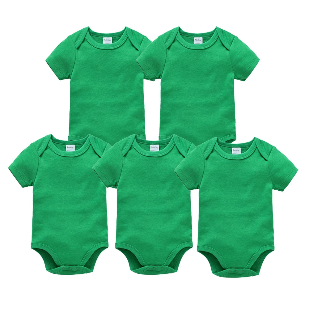 3PCS 5PCS Baby Boys Girls Clothes Solid White Short Sleeve Cotton Baby Bodysuits body bebe 0-24 months Newborn Jumpsuit