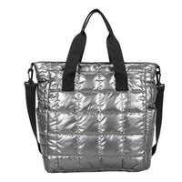 Women Padded Shoulder Bag Solid Color Quilted Chic Hobo Bag Large Capacity Fashion Crossbody Bag Zipper Closure Puffy Handbag