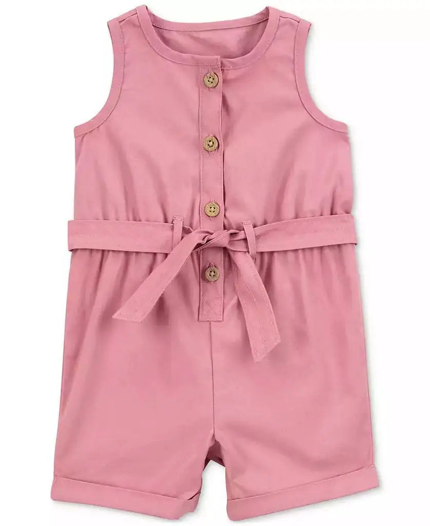 Carter's | Baby Girls Sleeveless Cotton Canvas Romper