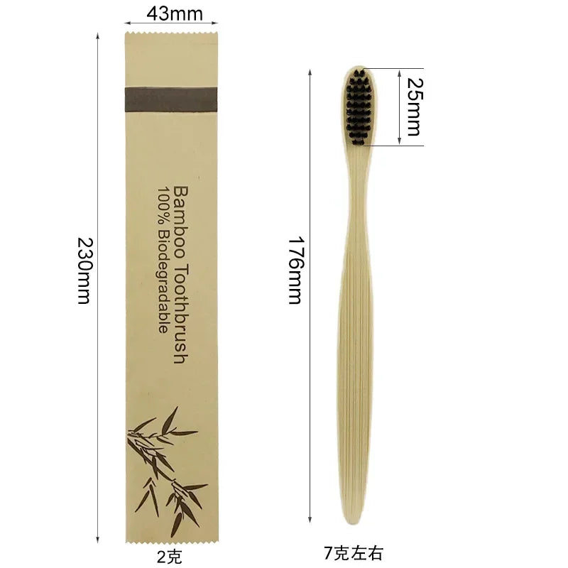 10Pcs Colorful Natural Bamboo Toothbrush Soft Bristle Charcoal Teeth Whitening Bamboo Toothbrushes Soft Dental Oral Care