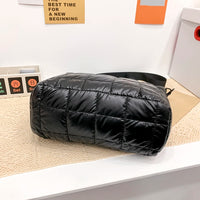 Women Padded Shoulder Bag Solid Color Quilted Chic Hobo Bag Large Capacity Fashion Crossbody Bag Zipper Closure Puffy Handbag