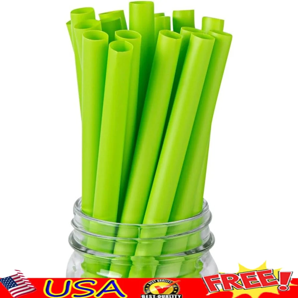 9.1 Inch Disposable Boba Straws 100 Count Compostable PLA Straws Wider Mouth Durable Eco-Friendly Hot Cold Beverages