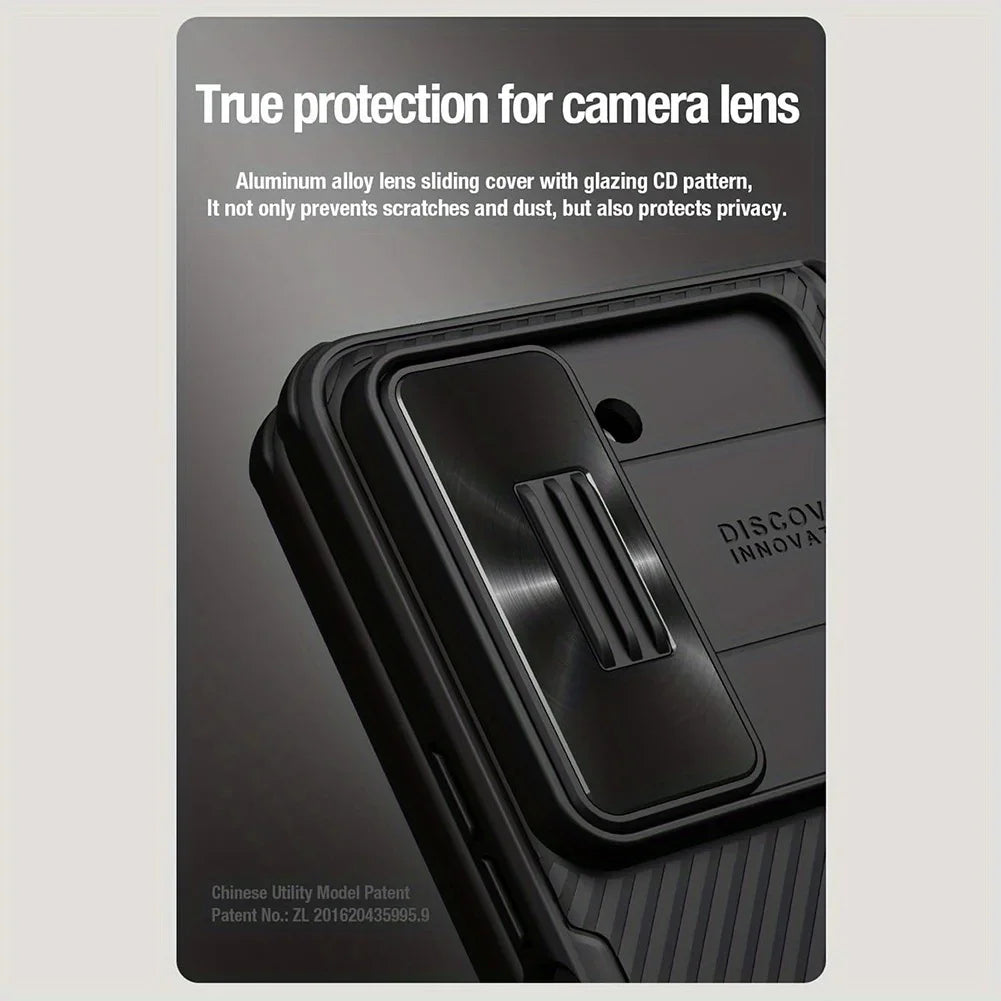 for Samsung Galaxy Z Fold 5 Case with Kickstand, Built-in Slide Camera Cover & Hinge Protection, Shockproof Non-Slip Stand Case