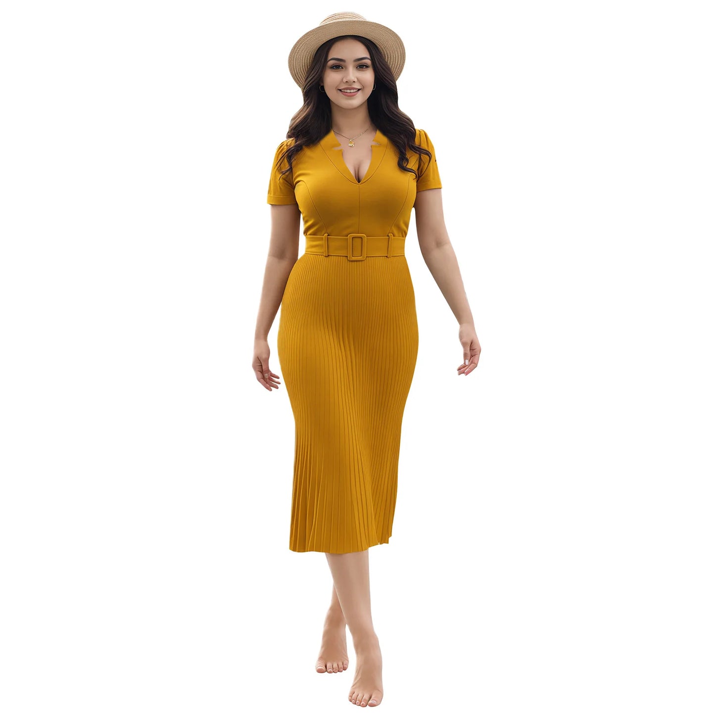 Women Plus Size Dress Floral Print Round Neck Sleeveless Maxi Dress Summer Boho Beach Party Long Dress with Pockets and Belt
