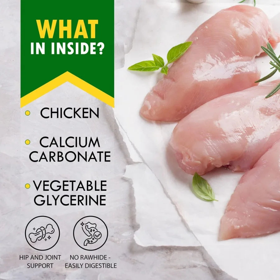 Dog Calcium Bones Wrapped Chicken Rawhide Free Chew Treats Pet Healthy Dried Snacks Grain Free Organic Meat Chews for Training