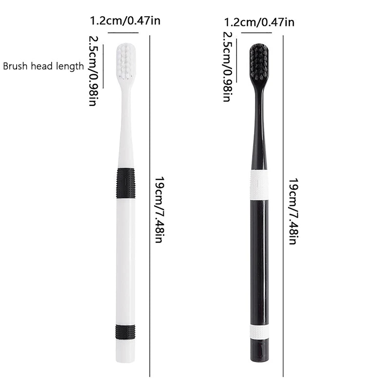2 Pcs Bamboo Charcoal Toothbrushes Ultra-Fine  Bristle Cleaning, Family Outfit Couple Adult Fine Bristle Toothbrush Set