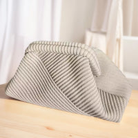 Women Evening Clutch Bag Corduroy Evening Purse Chain Strap Soft Clutch Handbag Stylish Crossbody Bag Trendy Sling Bag