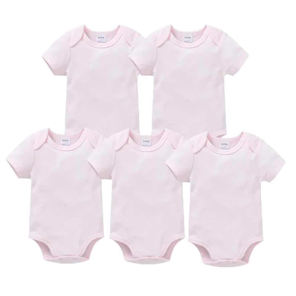 3PCS 5PCS Baby Boys Girls Clothes Solid White Short Sleeve Cotton Baby Bodysuits body bebe 0-24 months Newborn Jumpsuit