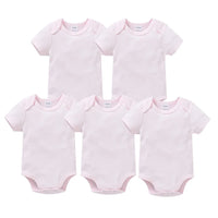 3PCS 5PCS Baby Boys Girls Clothes Solid White Short Sleeve Cotton Baby Bodysuits body bebe 0-24 months Newborn Jumpsuit