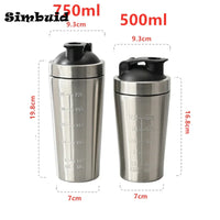 1pcs Stainless Steel Protein Powder Shaker Bottle with Ball Scale Leak Proof for Gym Fitness Sport Whey Shakes Water Cup