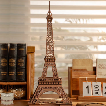 Robotime 3D Wooden Puzzle Game Night of the Eiffel Tower 1:638 Models for Children Adult DIY Crafts Kits Gift DIY with Light