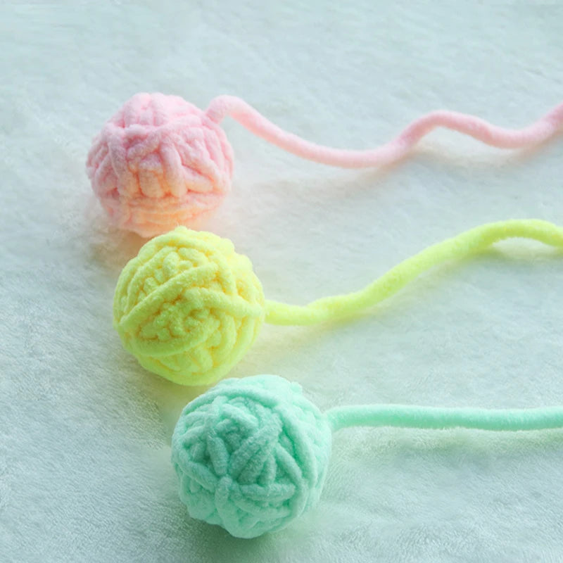 Funny Cat Toys Colorful Yarn Balls with Bell Sounding Interactive Chewing Toy for Kitten Stuffed Toy Ball Cat Supplies