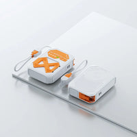 Magnetic Portable Wireless Charging Bank - 10000mAh, 22.5W fast charging, foldable AC plug, USB-C cable, built-in stand, multi-d