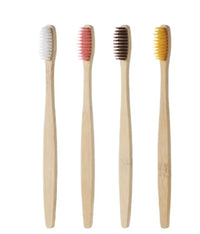 Single Cowhide Wrapped Bamboo Toothbrush Set Natural and Environmentally Friendly Bamboo Toothbrush Tablet One Box of 10 P
