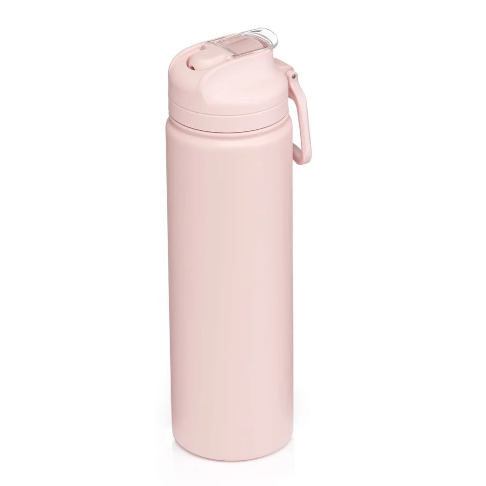 Insulated Stainless Steel Water Bottle with Flip Top Lid 24oz BPA Free Leak Proof Double Wall Vacuum Sweat Free Design