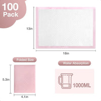 Changing Pad Liners Pack of 100 Baby Incontinence Changing Pads Diaper UnderPads Ultra Soft er Absorbent Waterproof Mat 13 x18
