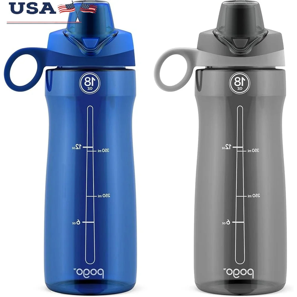 2-Pack Leak Proof Water Bottle with Carry Handle Reusable BPA Free Dishwasher Safe Travel Gym Outdoors Daily Hydration